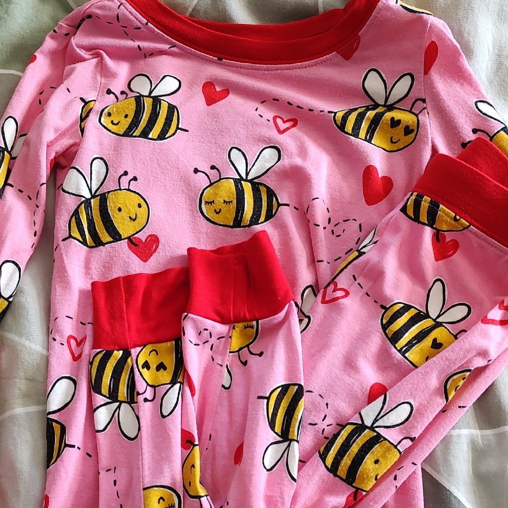 Little Sleepies Pink and Red Bee Pajama Set